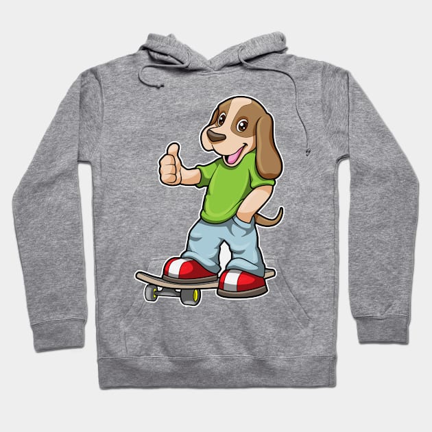 Dog as Skater with Skateboard Hoodie by Markus Schnabel